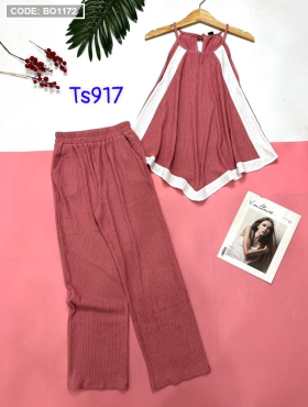 Đồ bộ nữ quần dài áo cổ yếm - DBO1172