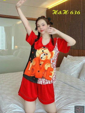 Đồ bộ latin pijama nữ siêu mát quần đùi in hình - DBO1175