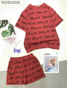 Đồ bộ thun nữ form rộng quần đùi áo quần in nhiều chữ - DBO1225