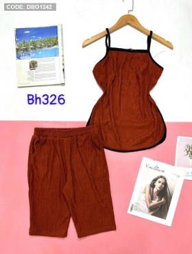 Đồ bộ nữ mặc nhà quần lửng áo 2 dây xốp nhật - DBO1242