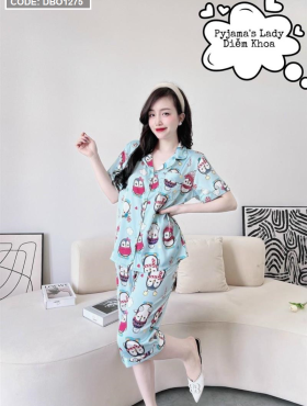 Đồ bộ lửng pyjama tay ngắn siêu mát nhiều họa tiết - DBO1275