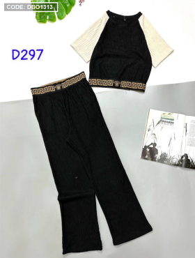 Đồ bộ quần dài xốp nhật phối tay ngắn màu - DBO1313