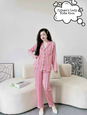 Đồ bộ pijama tay dài siêu mát quần dài họa tiết - DBO1333