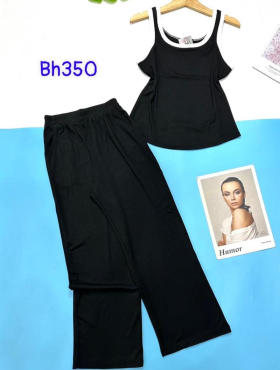 Đồ bộ nữ quần dài áo dây trơn phối viền màu - DBO1490
