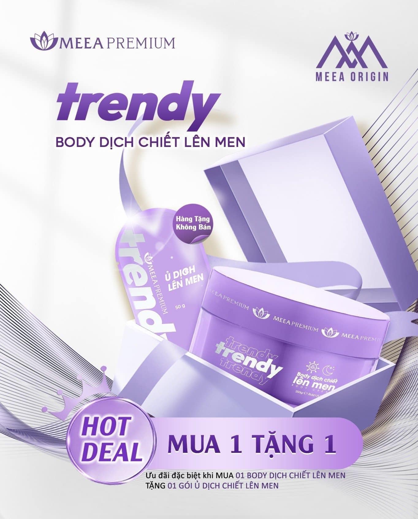 Kem Body Trendy Meea Origin Dịch Chiết Lên Men