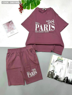 Đồ bộ lửng áo tay ngắn cổ tròn in hình paris - DBO1659