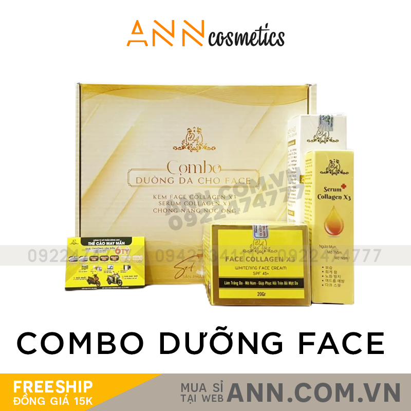 Combo Dưỡng Da Cho Face Collagen X3 Mỹ Phẩm Đông Anh