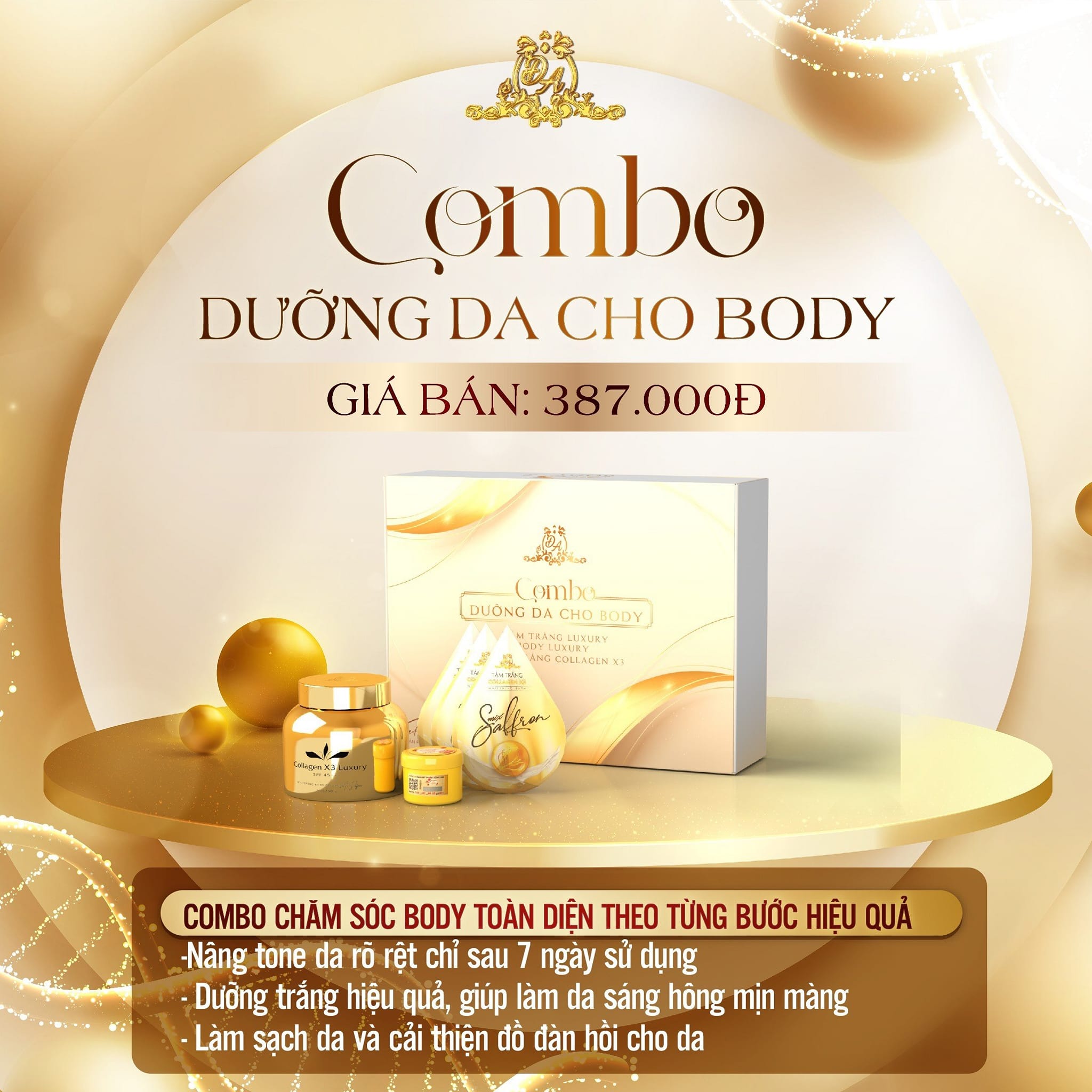 Combo Dưỡng Da Cho Body Collagen x3 Mỹ Phẩm Đông Anh