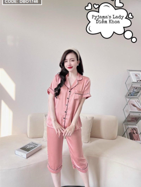 Đồ bộ lửng pijama màu trơn tay ngắn cổ bẻ - DBO1746