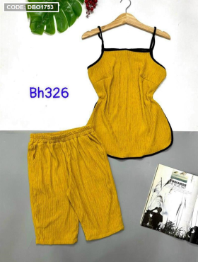 Đồ bộ lửng áo 2 dây yếm màu trơn - DBO1753
