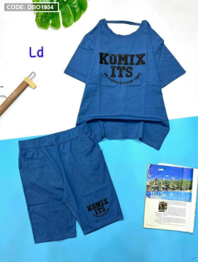 Đồ bộ quần lửng áo tay ngắn in chữ komix - DBO1934