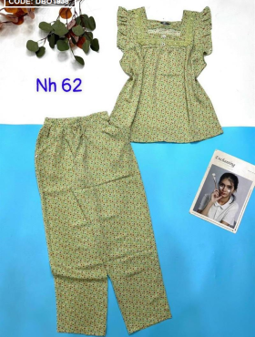 Đồ bộ quần dài áo cổ vuông phối ren chấm bi - DBO1938