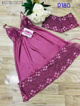 Đầm ngủ màu trơn phối ren sexy - DBO1939