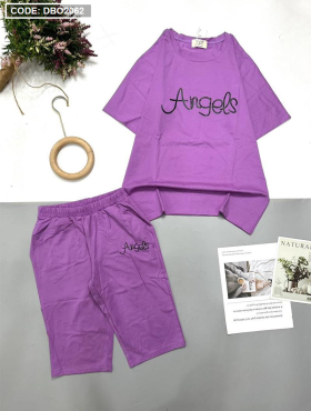 Đồ bộ quần lửng áo tay ngắn in chữ angels - DBO2062