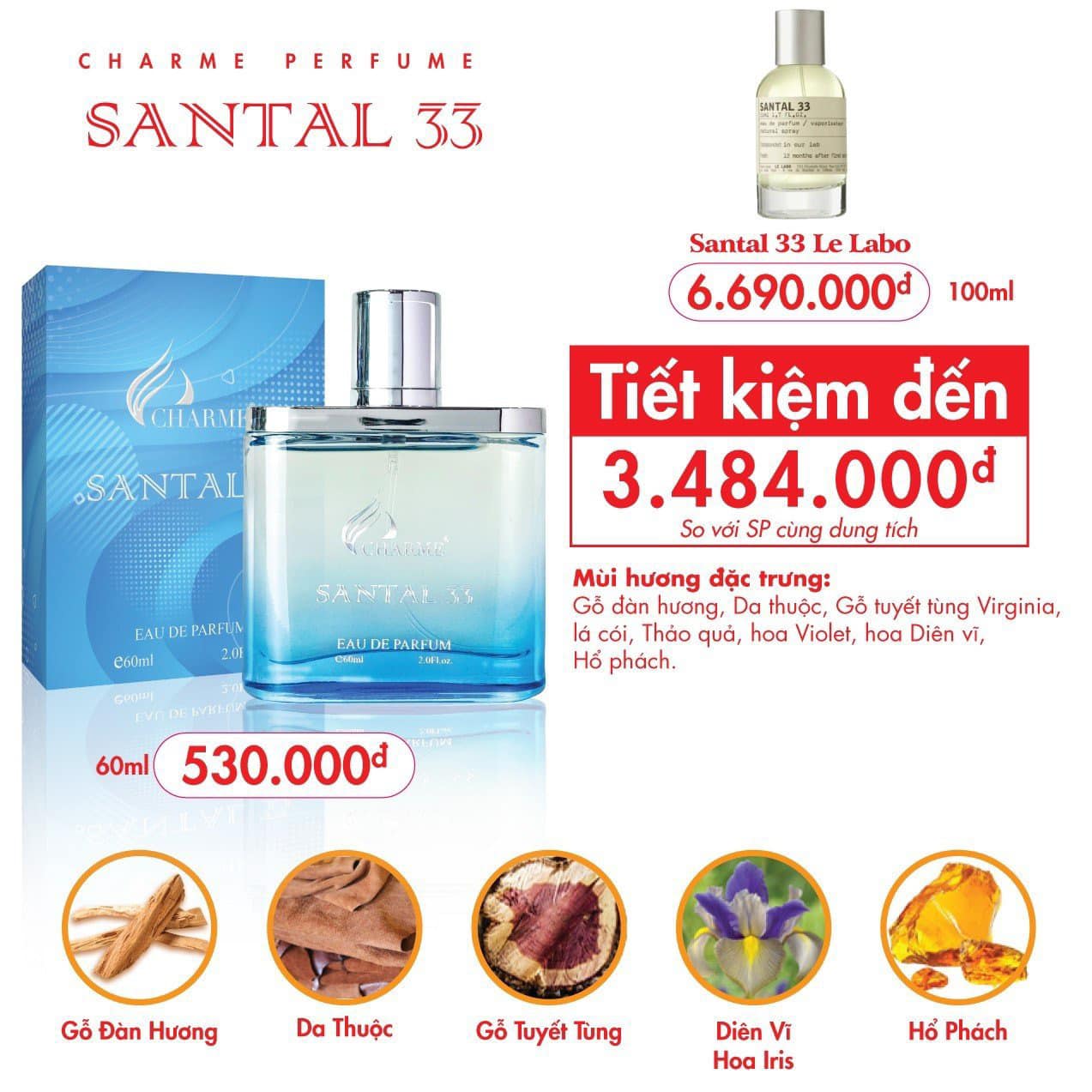 Nước Hoa Nam Charme Santal 33 60ml