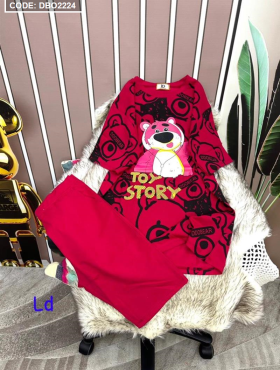 Đồ bộ quần ngố áo tay ngắn in hình gấu hồng - DBO2224