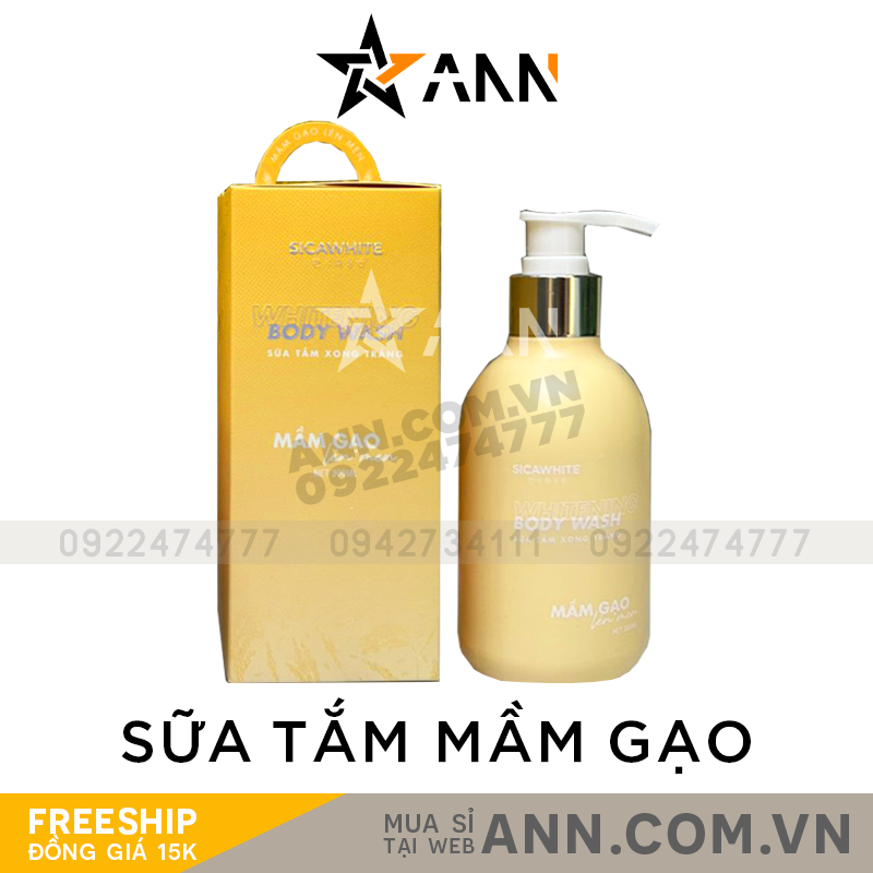 Sữa Tắm Xông Trắng Sica White Mầm Gạo Lên Men