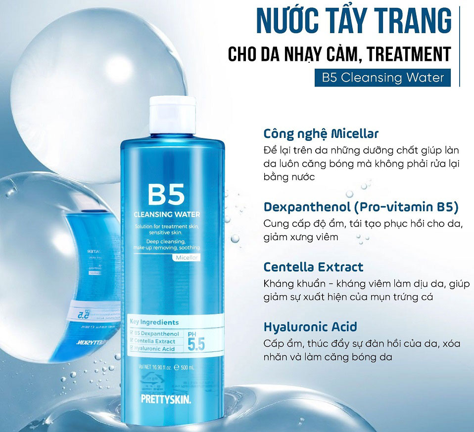 Nước Tẩy Trang B5 PrettySkin 500ml