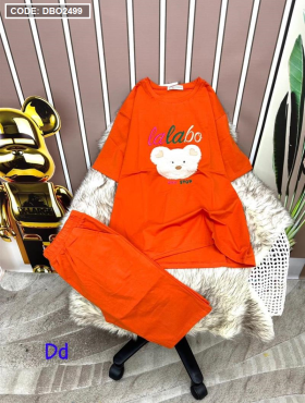 Đồ bộ quần lửng áo tay ngắn in đầu gấu trắng - DBO2499