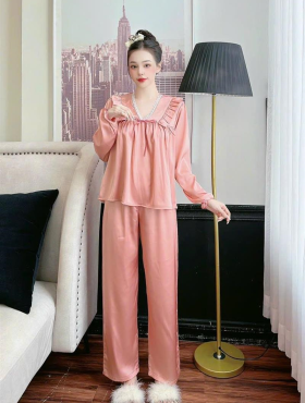 Đồ bộ pijama quần dài áo tay dài màu trơn - DBO2589