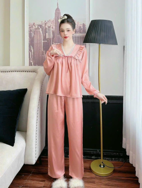 Đồ bộ pijama quần dài áo tay dài màu trơn - DBO2653