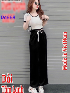 Đồ bộ quần dài áo tay ngắn cổ tròn màu trơn - DBO2676