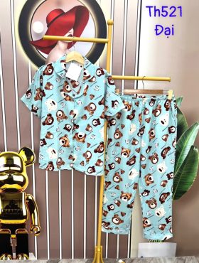 Đồ bộ quần dài pijama áo tay ngắn họa tiết - DBO2780