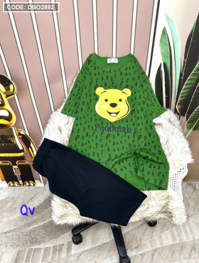 Đồ bộ quần ngố áo tay ngắn in hình đầu gấu vàng - DBO2892