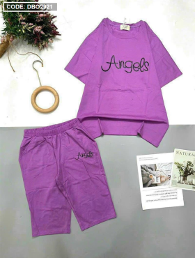 Đồ bộ quần lửng áo tay ngắn in chữ Angels - DBO2921