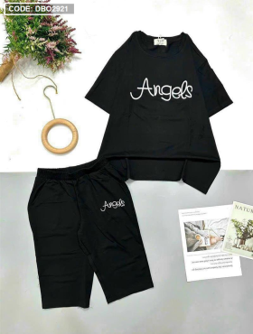 Đồ bộ quần lửng áo tay ngắn in chữ Angels - DBO2921