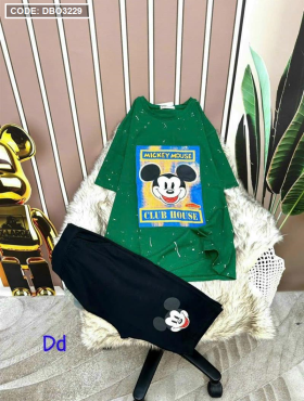 Đồ bộ quần ngố đen áo tay ngắn in hình chuột mickey - DBO3229