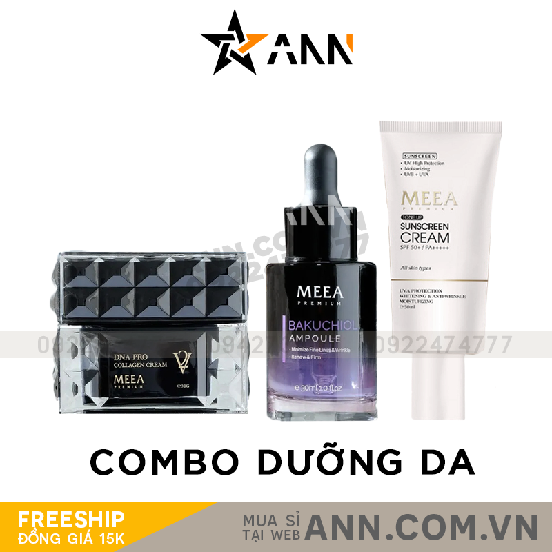 Combo Dưỡng Da Face Cá Hồi DNA Pro V2 + Serum Bakuchiol V2 + Kem Chống Nắng Meea Organic