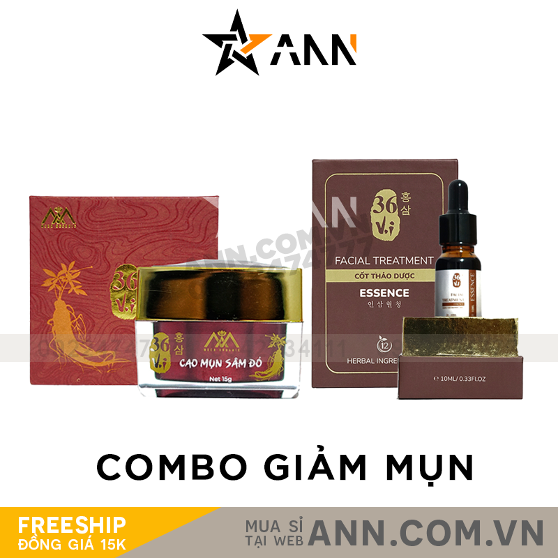 Combo Cao Mụn Sâm Đỏ và Serum Cốt Thảo Dược 36 vị Meea Organic