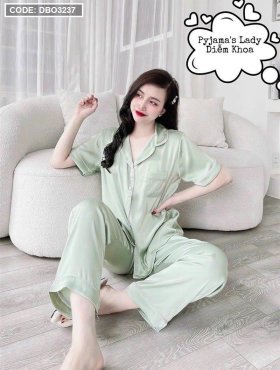 Đồ bộ pijama quần dài áo tay ngắn màu trơn - DBO3237