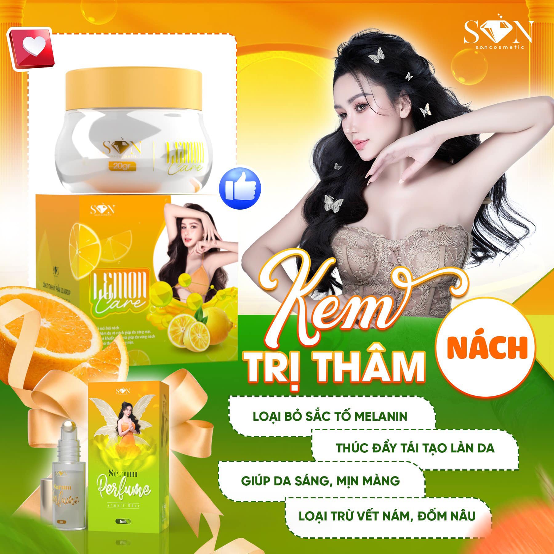 Combo 2 Hộp Kem Thâm Nách Lemon Care SON Cosmetic (Tặng Serum)