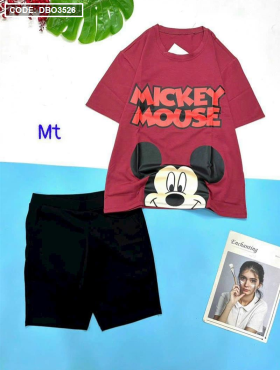 Đồ bộ quần ngố đen áo tay ngắn in hình chuột mickey - DBO3526