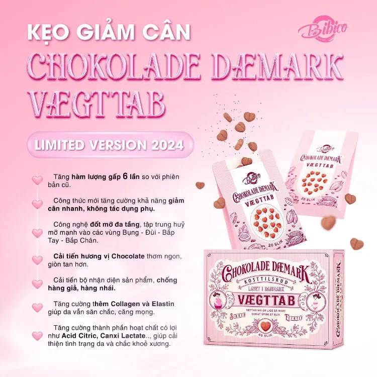 Kẹo Socola Giảm Cân Đan Mạch Chokolade Daemark Vaegttab 40 viên