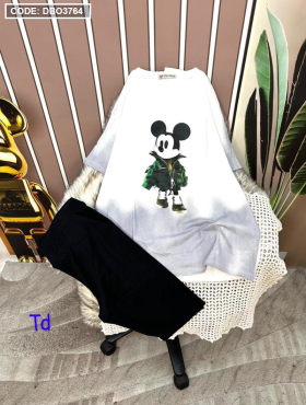 Đồ bộ quần ngố đen áo tay ngắn in hình chuột mickey - DBO3764