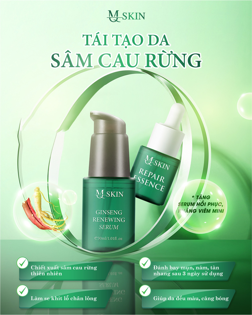 Combo Tái Tạo Sâm Cau Rừng MQ Skin