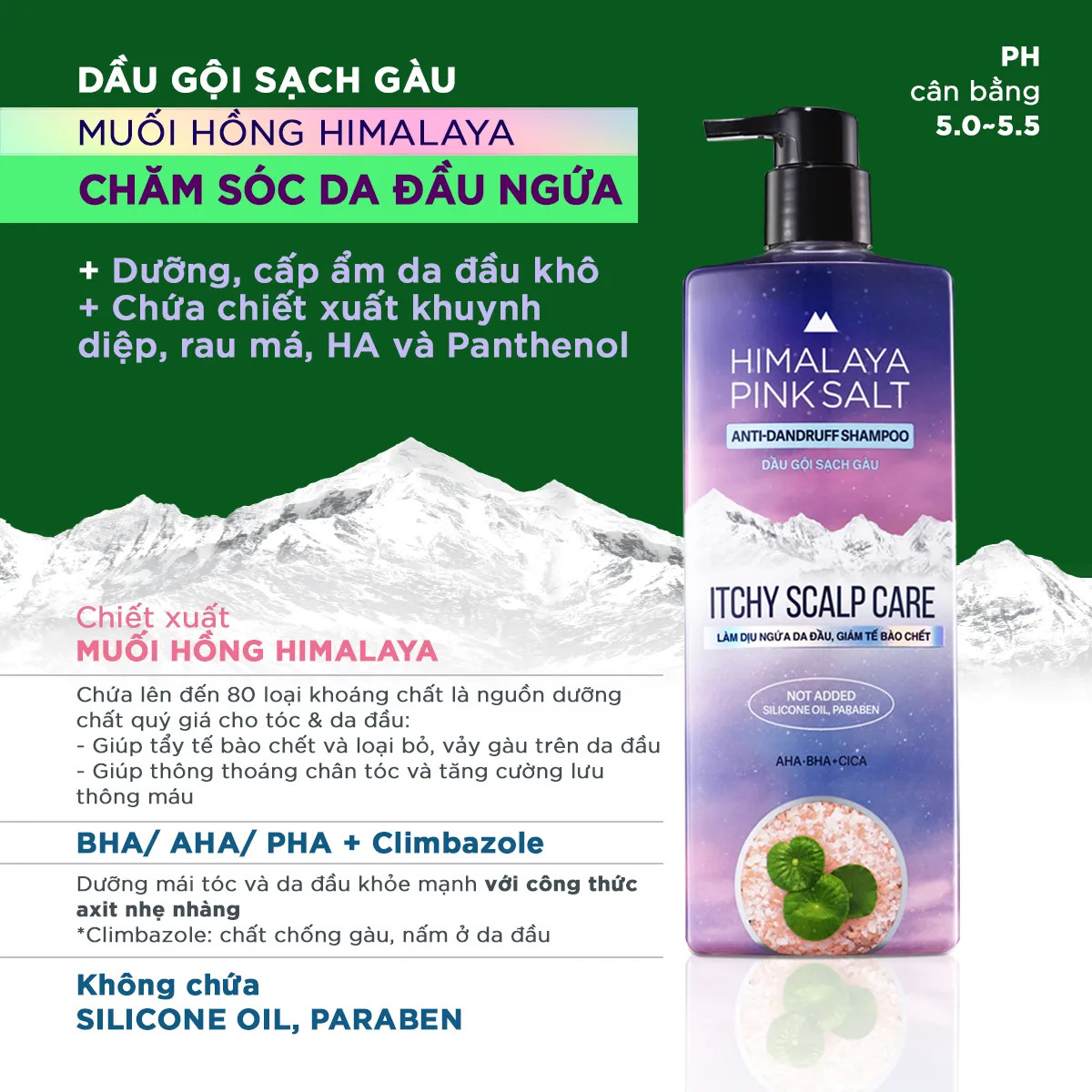 Dầu Gội Sạch Gàu Muối Hồng Himalaya Itchy Scalp Care Hàn Quốc Giảm Tế Bào Chết