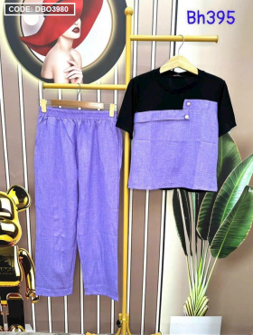 Đồ bộ quần dài ống suông áo tay ngắn 2 màu - DBO3980