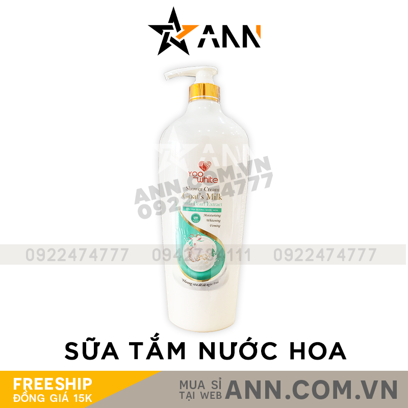 Sữa Tắm Nước Hoa Yoo White Hương Sữa Dê Và Ngọc Trai 1200ml