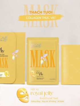 Mặt Nạ Thạch Collagen Meea Organic Màu Vàng Royal Jelly Mask Hộp 5 Miếng - MASKROYALJELLY