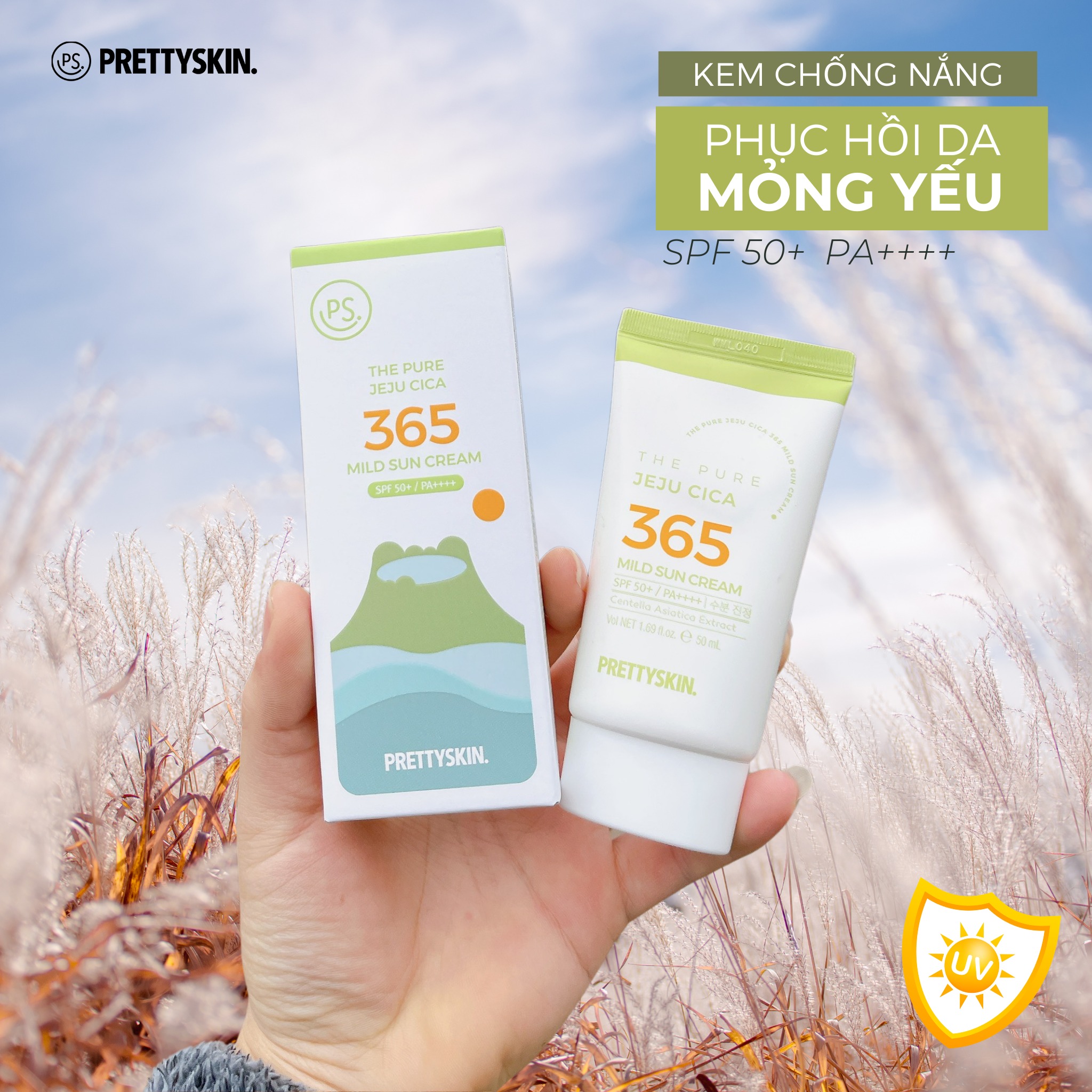 Kem Chống Nắng Prettyskin 365 Mild Sun Cream Phục Hồi Da Mỏng Yếu