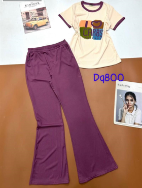 Đồ bộ quần dài ống loa áo cổ tròn tay ngắn in hình - DBO4331