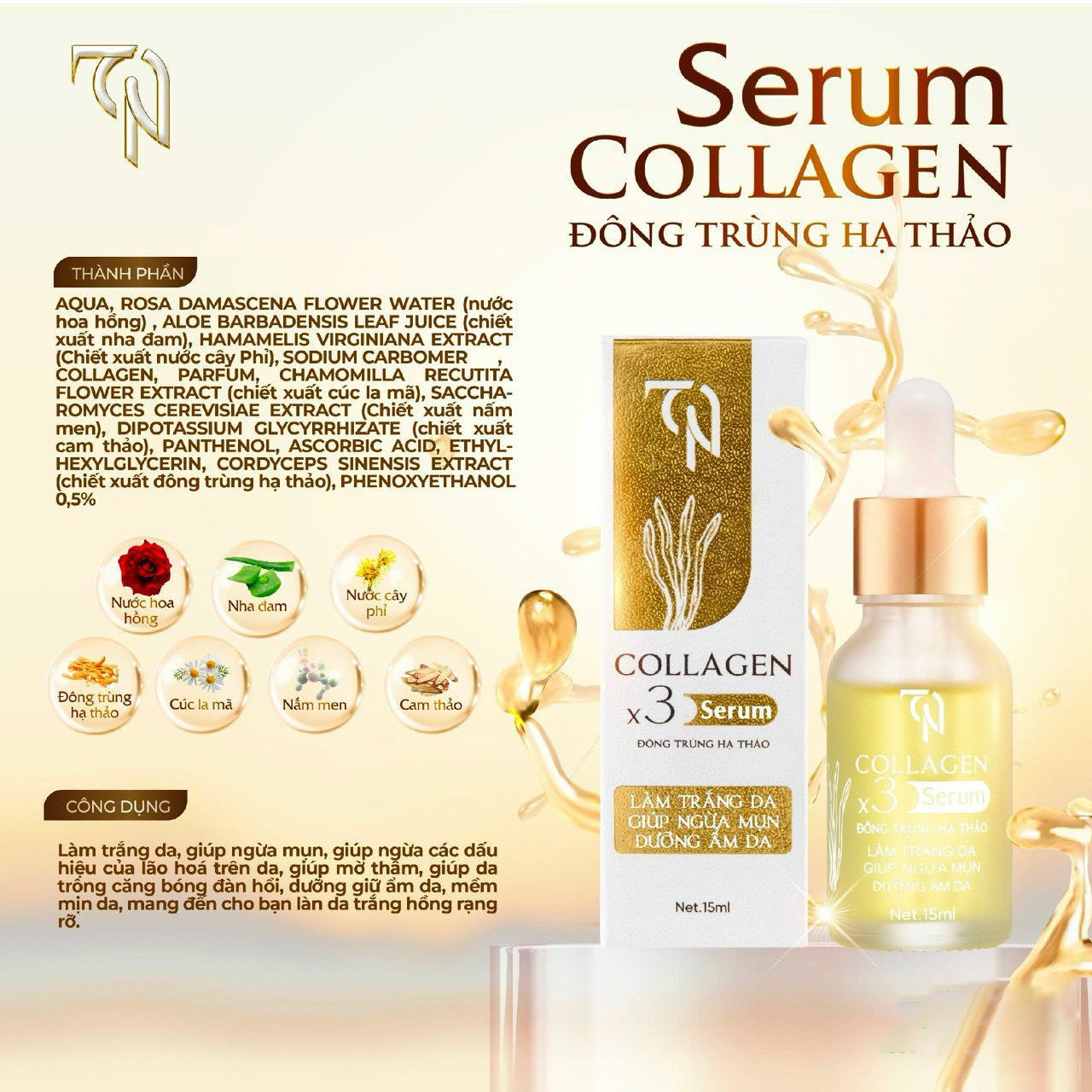 Serum Nám Collagen X3 TN Mỹ Phẩm Đông Anh 15ml