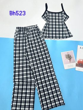 Đồ bộ mango mặc nhà quần dài áo hai dây in nhiều hoạ tiết - DBO4683