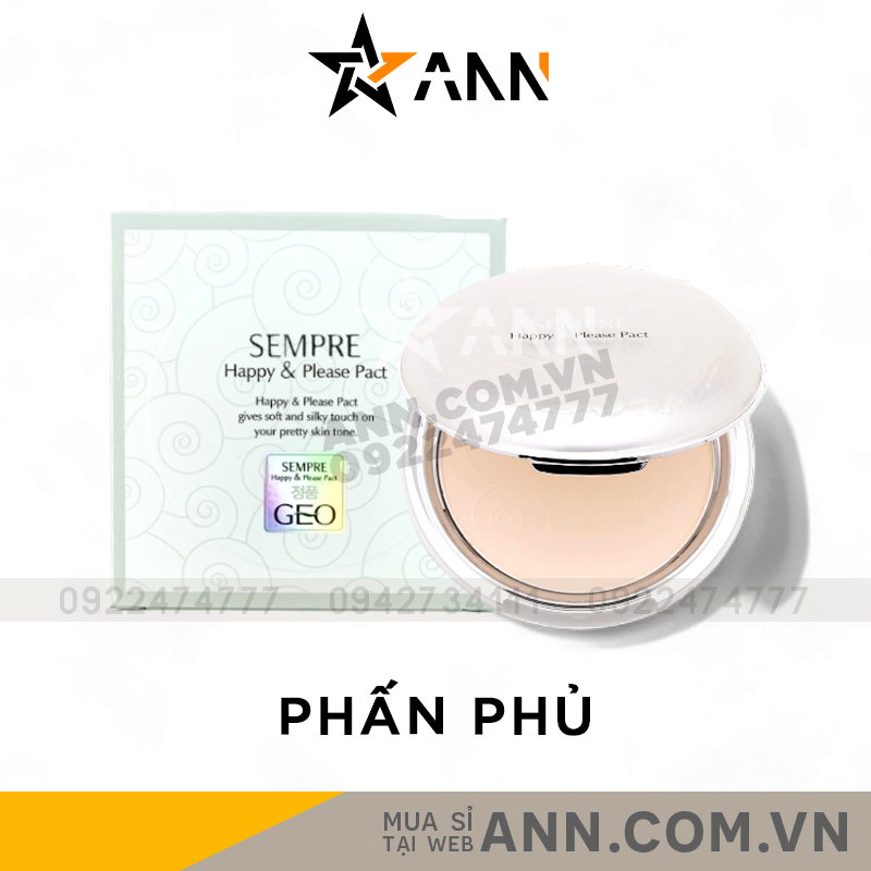 Phấn Phủ GEO Sempre Happy & Please Pact Hàn Quốc 22g (Tone 1)