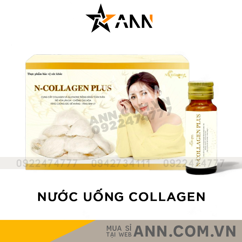 Nước Uống Collagen Tổ Yến Đông Trùng N-Collagen Plus Dưỡng Trắng Da Hộp 15 Lọ x 20ml