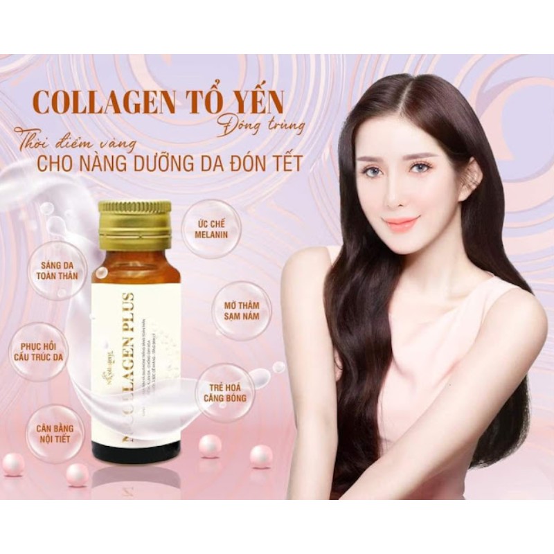 Nước Uống Collagen Tổ Yến Đông Trùng N-Collagen Plus Dưỡng Trắng Da Hộp 15 Lọ x 20ml